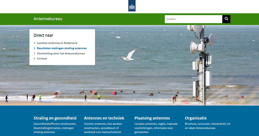 Printscreen van de websitehomepage van antennebureau.nl