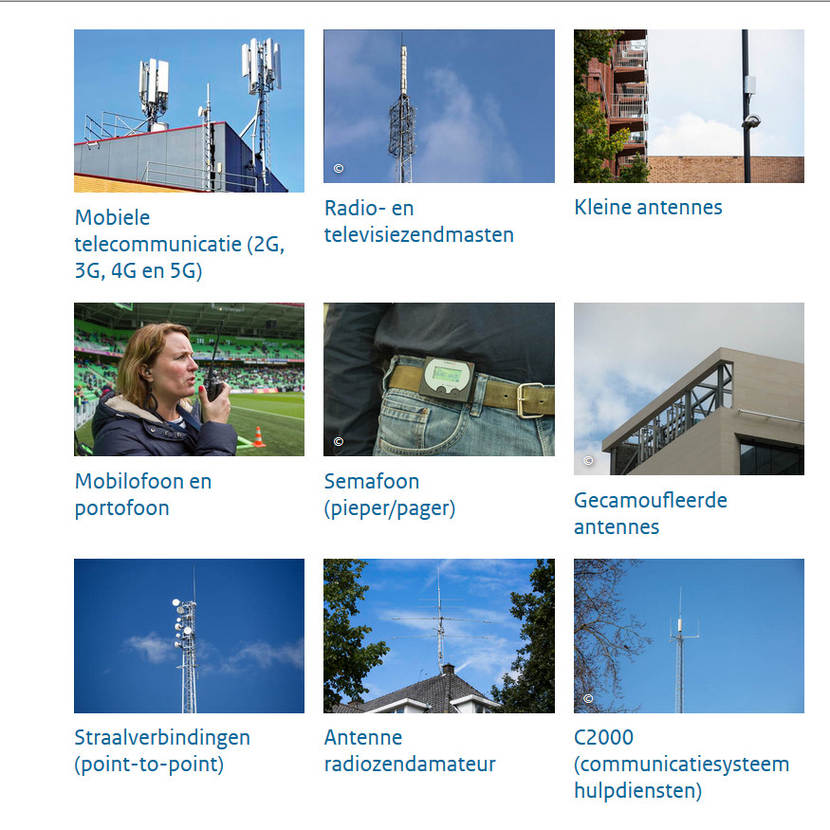 Collage van verschillende soorten antennes